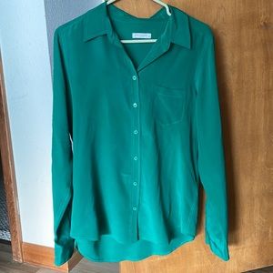 Equipment Green Silk Button-Down Blouse M